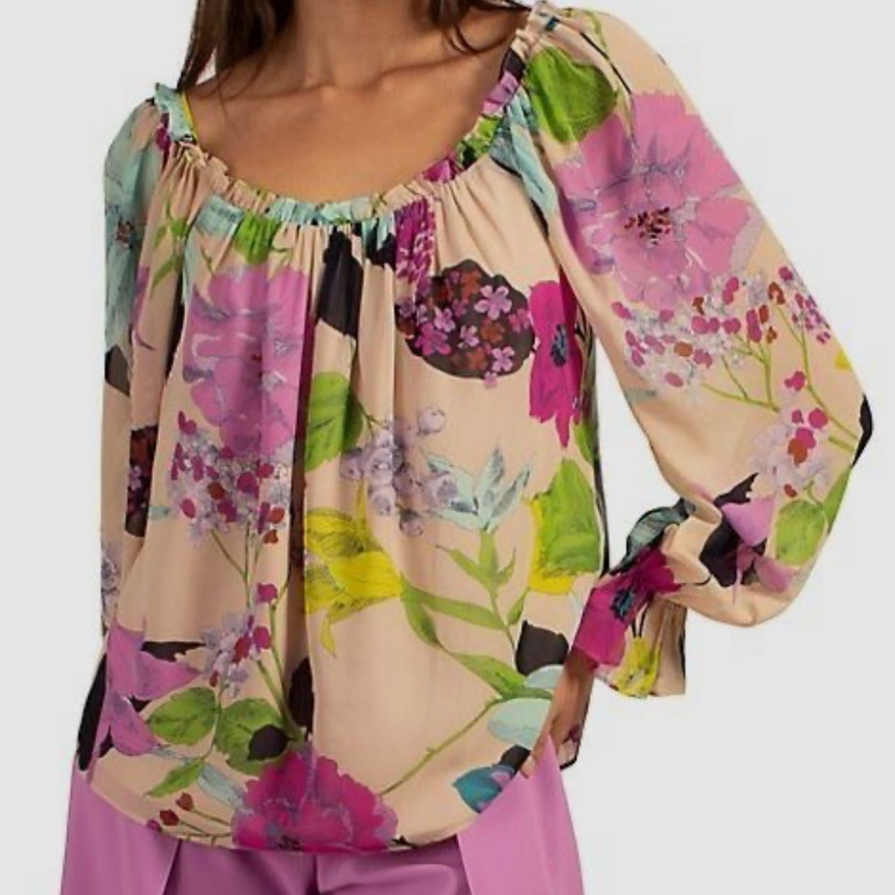 Trina Turk Floral Peasant Blouse